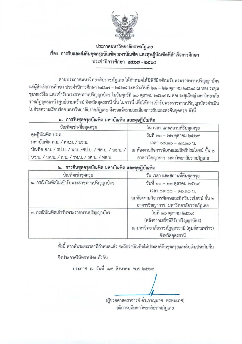 0255-69 ประกาศ เรื่อง การรับและส่งคืนชุดครุยบั.jpg